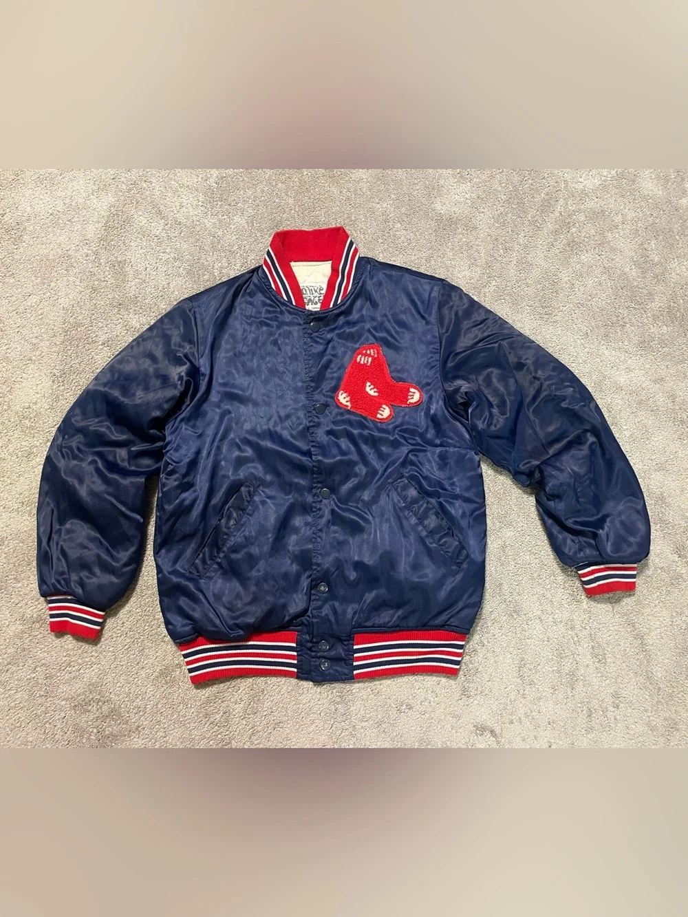 Vintage 80s Boston Red Sox Satin Jacket Youth 16 Adult XS S Twins Enterprises